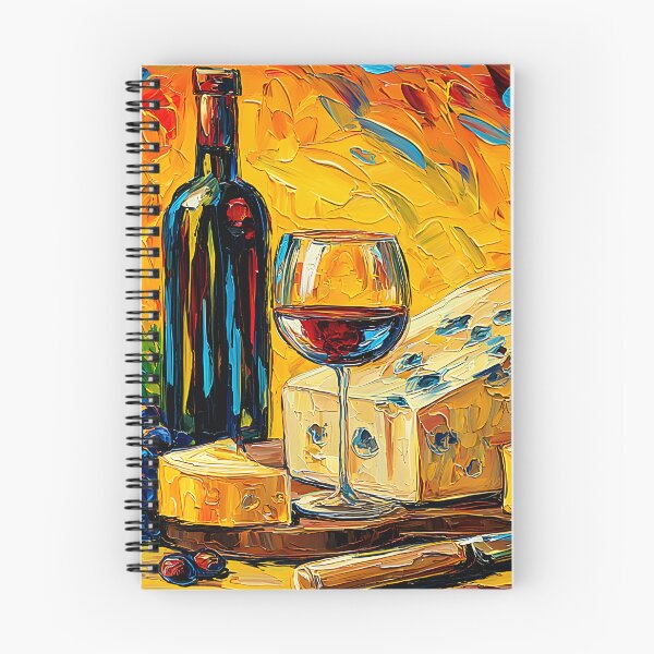 Item preview, Wine and Cheese Delight in Bold Color - Vibrant Still Life with Red Wine, Grapes, and Artisan Cheese designed and sold by OlfactoART Studio.