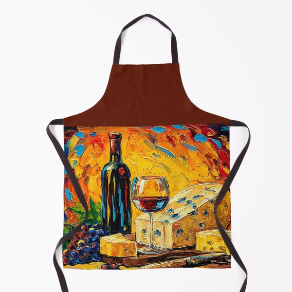 Item preview, Wine and Cheese Delight in Bold Color - Vibrant Still Life with Red Wine, Grapes, and Artisan Cheese designed and sold by OlfactoART Studio.