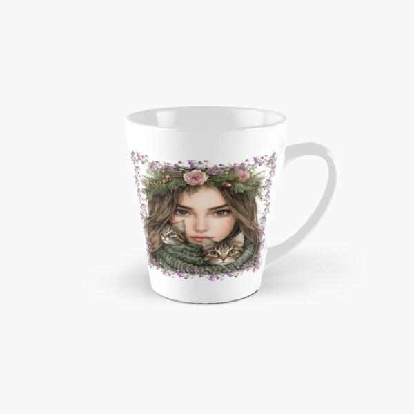 Item preview, Girl with Flower Crown and Kittens in Cozy Scarf designed and sold by Angellacelin.