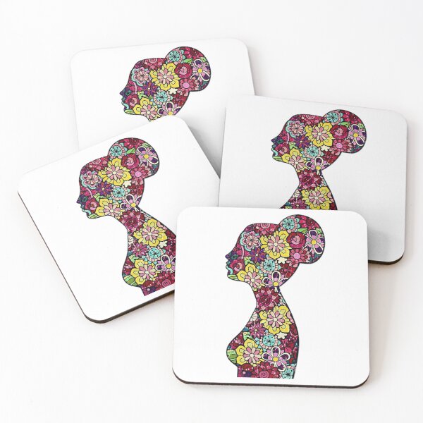 Item preview, Retrato de mujer de perfil hecho con flores designed and sold by Finally Awake.