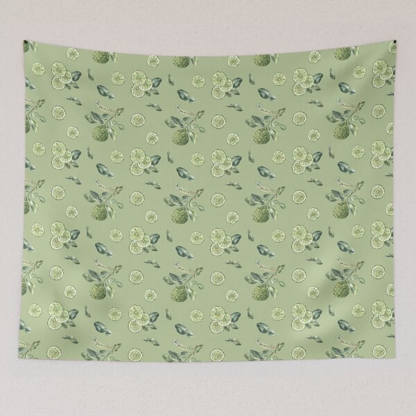 Item preview, Bergamot Fruit and Leaves Pattern on green designed and sold by Flowersforbear.