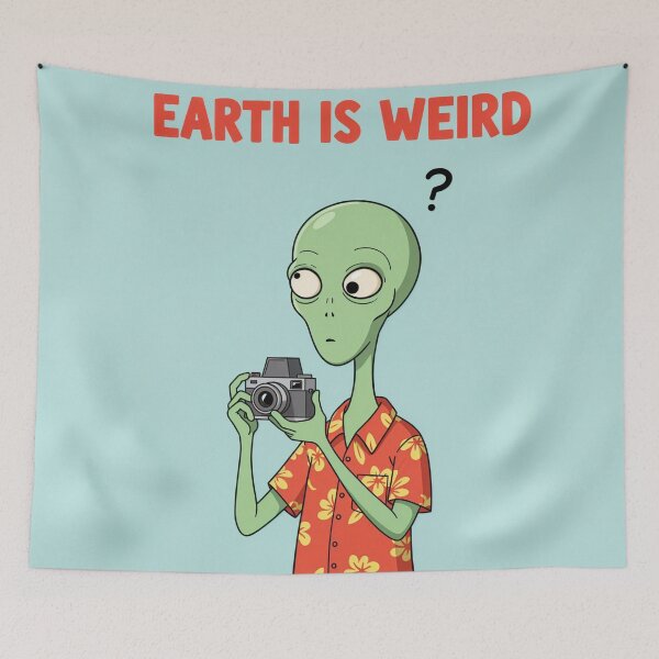 Item preview, Earth Is Weird Shirt – Alien Character Tee – Funny Sci-Fi Quizzical Design designed and sold by Collision19.