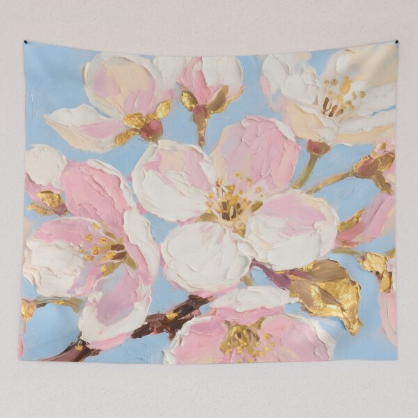 Item preview, Textured Pink Cherry Blossom with Gold Leaf designed and sold by AetherLightArt.