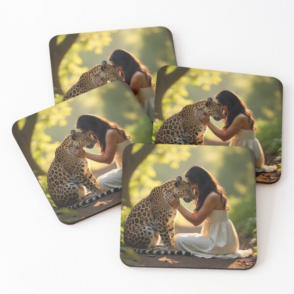 Item preview,  Woman stroking a leopard designed and sold by WildSoul04.