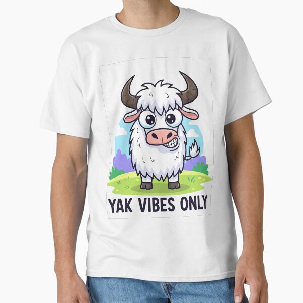 Item preview, Yak Vibes Only Funny Pun with Cute Animal designed and sold by Owcomm.