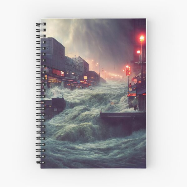 Item preview, Apocalyptic City Flood Under Neon Skies designed and sold by Amr Siam.