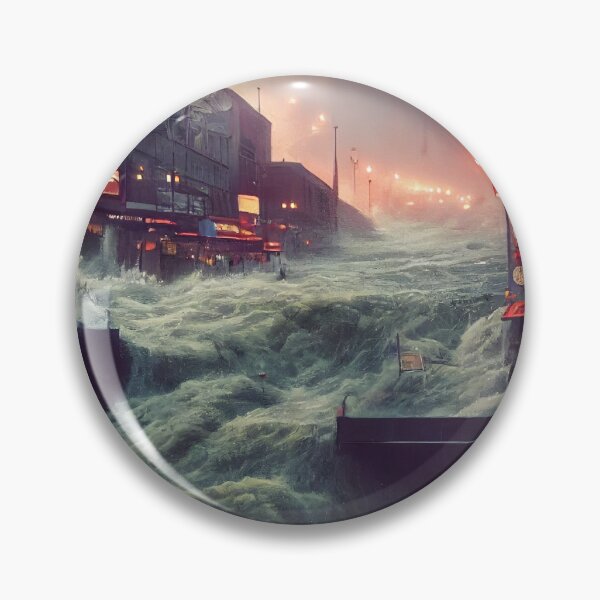 Item preview, Apocalyptic City Flood Under Neon Skies designed and sold by Amr Siam.