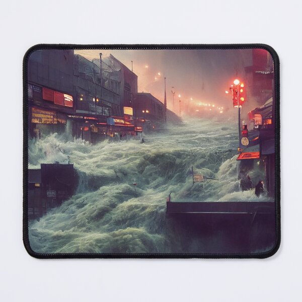 Item preview, Apocalyptic City Flood Under Neon Skies designed and sold by Amr Siam.