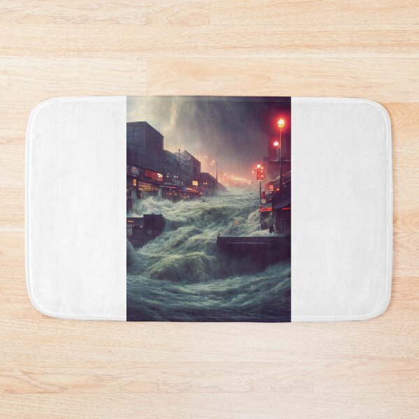 Item preview, Apocalyptic City Flood Under Neon Skies designed and sold by Amr Siam.