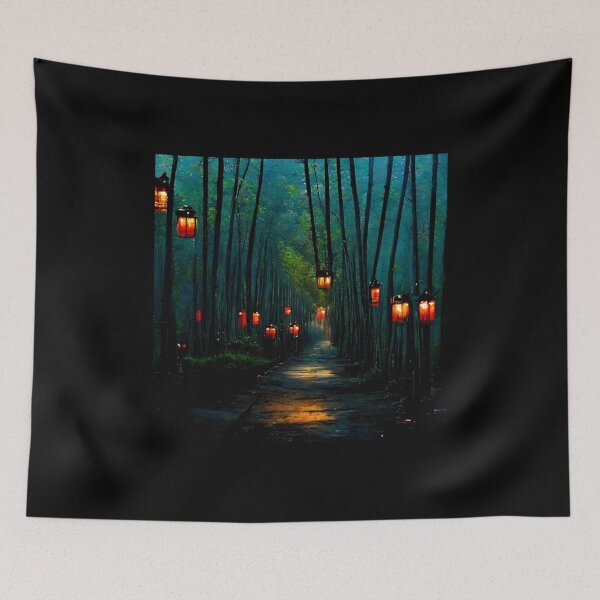 Item preview, Mystical Lantern Path Through Enchanted Forest designed and sold by Amr Siam.