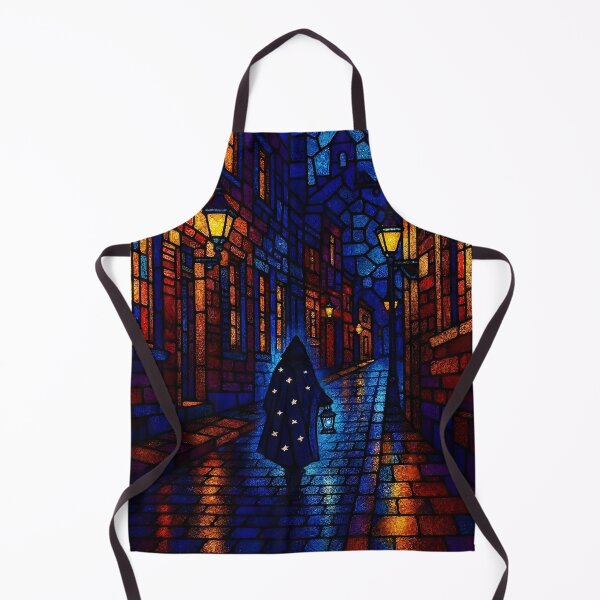 Item preview, Stained Glass Cityscape | Boston At Night Art | The Gaslit Path designed and sold by AetherLightArt.