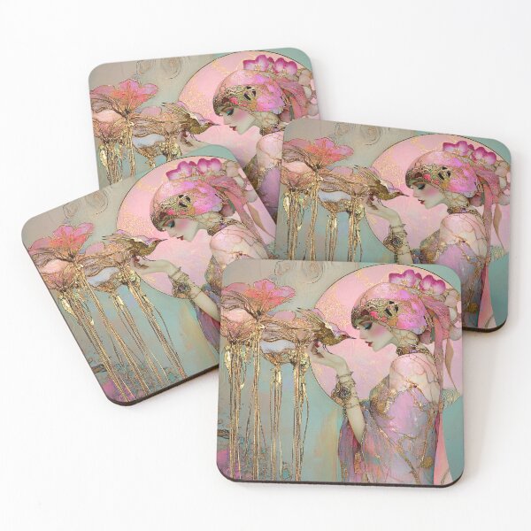 Item preview, Pinky Bird - Surrealist fairycore art with an Art Deco Twist designed and sold by Demeters Spring.