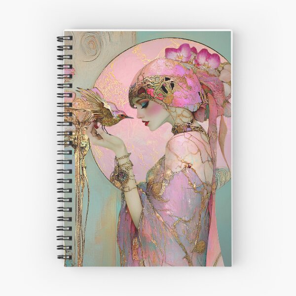 Item preview, Pinky Bird - Surrealist fairycore art with an Art Deco Twist designed and sold by Demeters Spring.