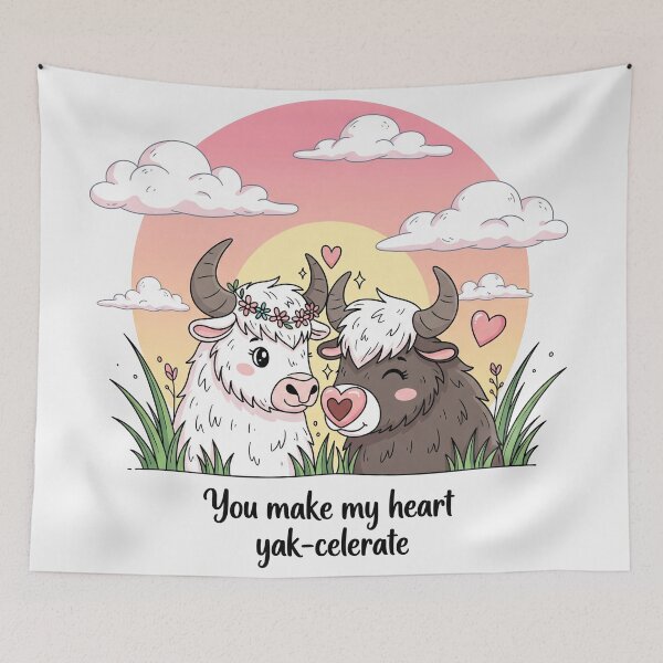 Item preview, You Make My Heart Yak Celerate Romantic Yaks Sunset designed and sold by Owcomm.