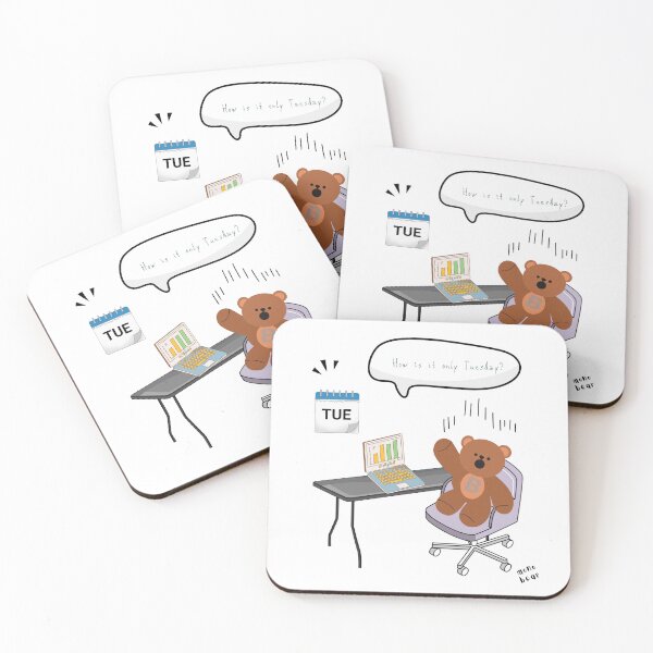 Item preview, Is It Only Tuesday? | Mono Bear Weekly Mood Series ( White / Transparent Background ) ) designed and sold by mintmono-studio.