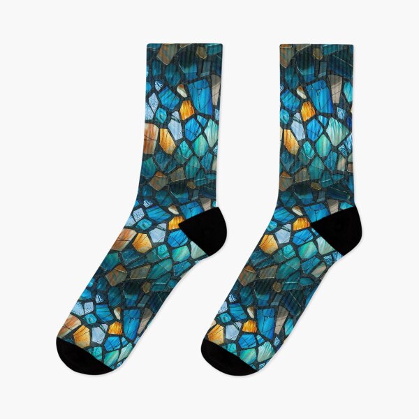 Item preview, Vibrant Stained Glass Mosaic in Blue and Orange designed and sold by NTGUILTY.