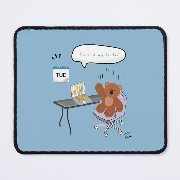 Item preview, Is It Only Tuesday? | Mono Bear Weekly Mood Series ( Blue Background ) designed and sold by mintmono-studio.