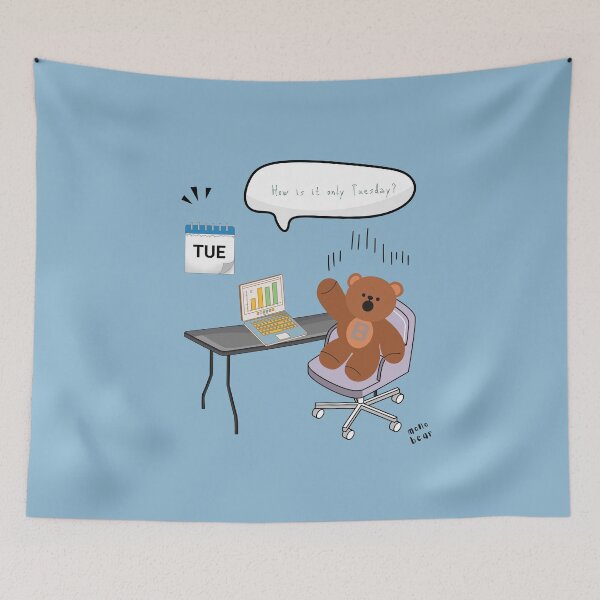 Item preview, Is It Only Tuesday? | Mono Bear Weekly Mood Series ( Blue Background )  designed and sold by mintmono-studio.