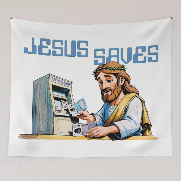Item preview, Atheist 'Jesus Saves' Jesus at an ATM designed and sold by Dis-An-Dat.