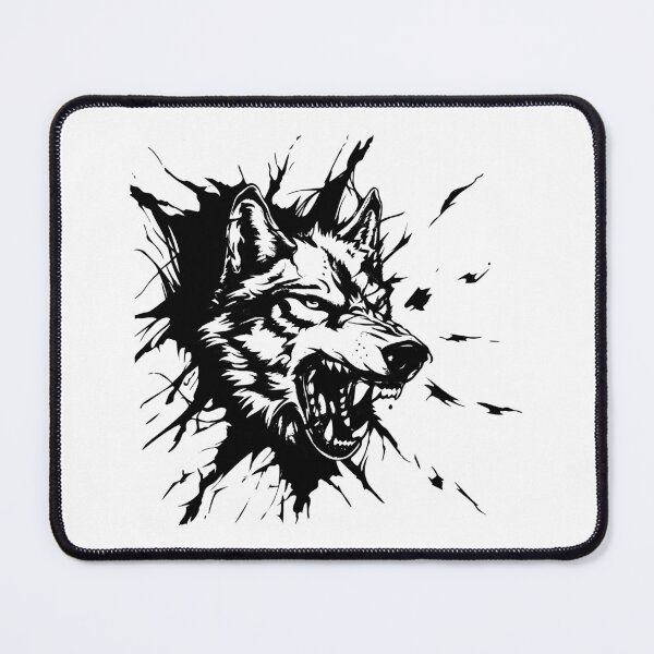 Item preview, Roaring Wolf Breaking Through – Fierce Animal Ink Design designed and sold by inkoutninja.