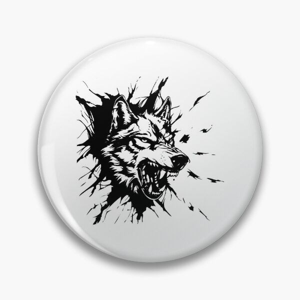 Item preview, Roaring Wolf Breaking Through – Fierce Animal Ink Design designed and sold by inkoutninja.