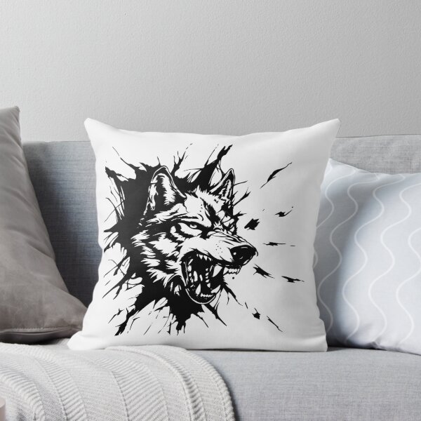 Item preview, Roaring Wolf Breaking Through – Fierce Animal Ink Design designed and sold by inkoutninja.