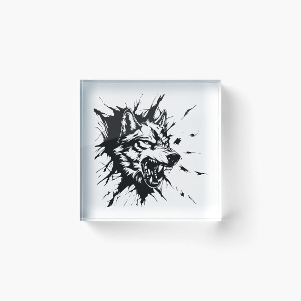 Item preview, Roaring Wolf Breaking Through – Fierce Animal Ink Design designed and sold by inkoutninja.
