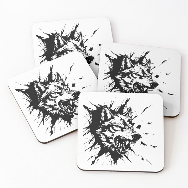 Item preview, Roaring Wolf Breaking Through – Fierce Animal Ink Design designed and sold by inkoutninja.