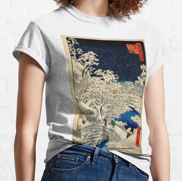 Ukiyo-e, Ando Hiroshige Yuhi Hill and the Drum Bridge at Meguro (1856- 1858) Classic T-Shirt