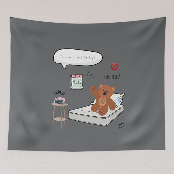 Item preview, Can We Cancel Monday? | Mono Bear Weekly Mood Series ( Gray Background) designed and sold by mintmono-studio.