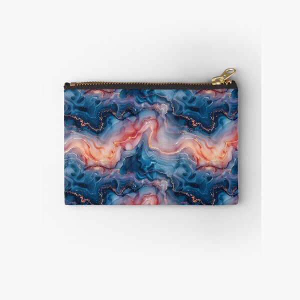 Item preview, Abstract Fluid Art: Blue, Coral, and Gold Swirls designed and sold by NTGUILTY.