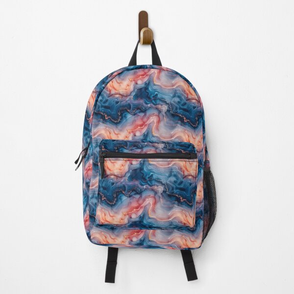 Item preview, Abstract Fluid Art: Blue, Coral, and Gold Swirls designed and sold by NTGUILTY.