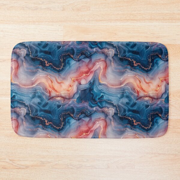 Item preview, Abstract Fluid Art: Blue, Coral, and Gold Swirls designed and sold by NTGUILTY.