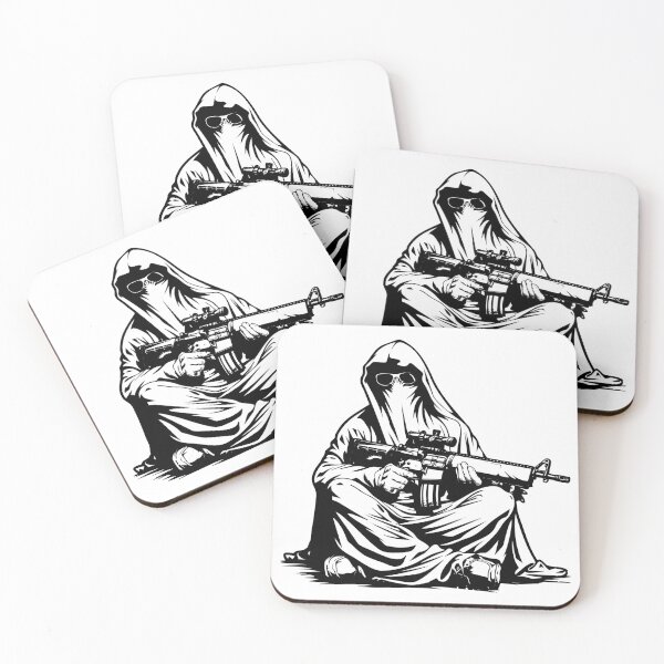 Item preview, Hooded Warrior with Rifle – Tactical Street Art Illustration designed and sold by inkoutninja.