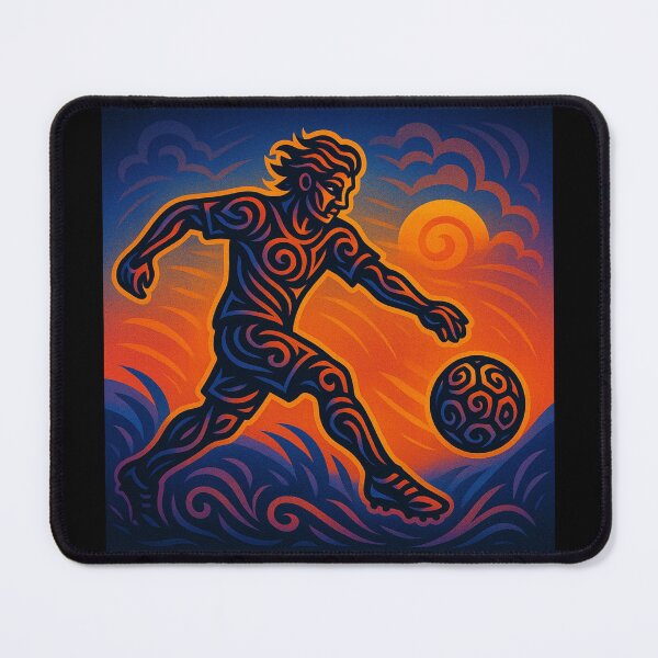 Item preview, Tribal Soccer Spirit – Neon Sunset Kick designed and sold by LeatherbeardArt.