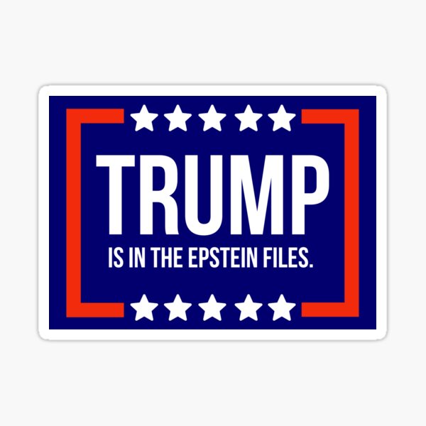 Vista previa del artículo con la obra «Trump está en los archivos de Epstein», diseñado y vendido por Rachel the Artist .