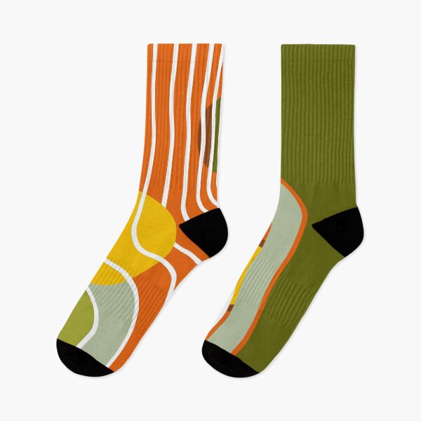 Item preview, Modern Art Avocado and Orange  Lines Geometric Illusion designed and sold by Sharon Schwalbe.