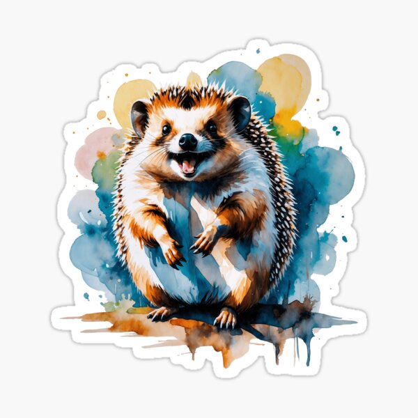 Item preview, Smiling Hedgehog with Cute Watercolor Art designed and sold by TheNatureNiche.