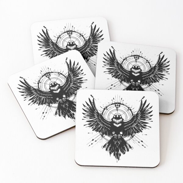 Item preview, Sacred Bird with Wings Spread – Mystical Geometric Tattoo Art designed and sold by inkoutninja.