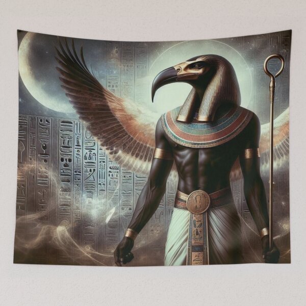 Item preview, Thoth the Divine Scribe | Ancient Egyptian God Art with Wings and Hieroglyph designed and sold by AnalajiaDesigns.