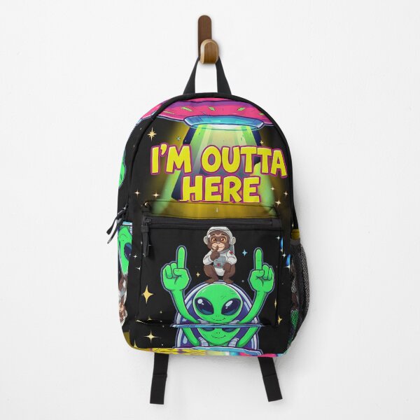 Item preview, Alien UFO - I’m Outta Here Sticker - Space Monkey designed and sold by KreativKulture.