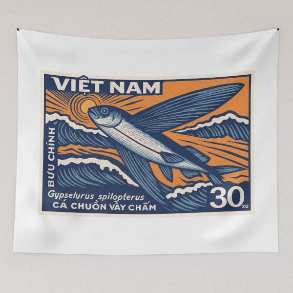 Item preview, Vietnam Flying Fish Stamp Poster designed and sold by retrographics.