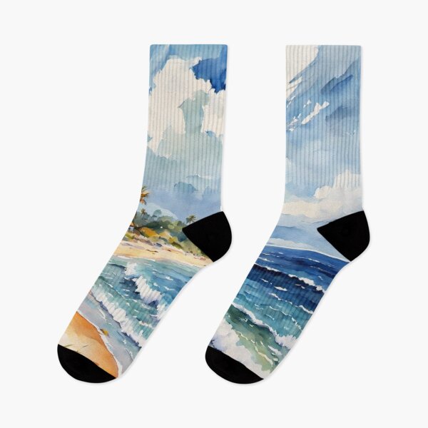 Item preview, Tropical Beach and Ocean Waves Watercolor designed and sold by Uniquely Yours.