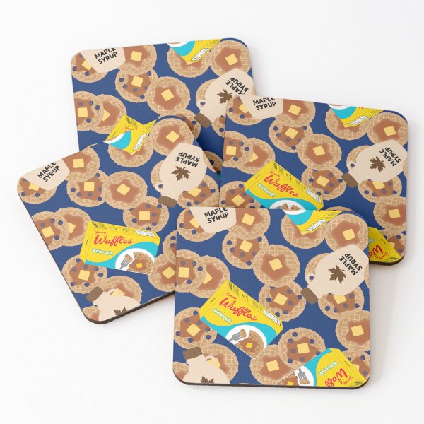 Item preview, Box of Waffles Maple Syrup Butter Blueberries On Blue designed and sold by MBeesShop.