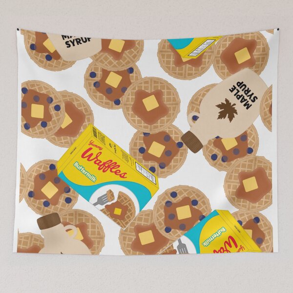 Item preview, Box of Waffles Maple Syrup Butter Blueberries On White designed and sold by MBeesShop.