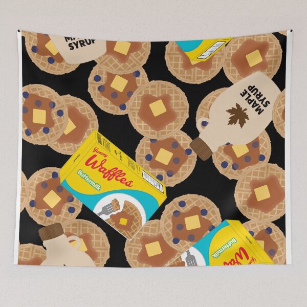 Item preview, Box of Waffles Maple Syrup Butter Blueberries On Black designed and sold by MBeesShop.