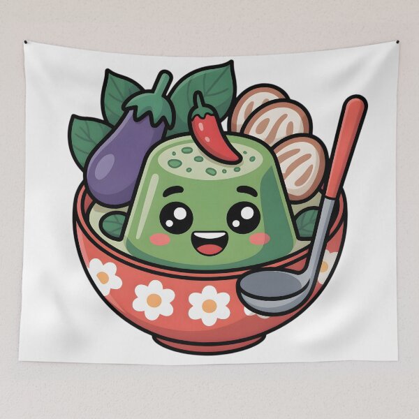 Item preview, Cute Thai Green Curry Character Illustration designed and sold by ChibiPCStudio.
