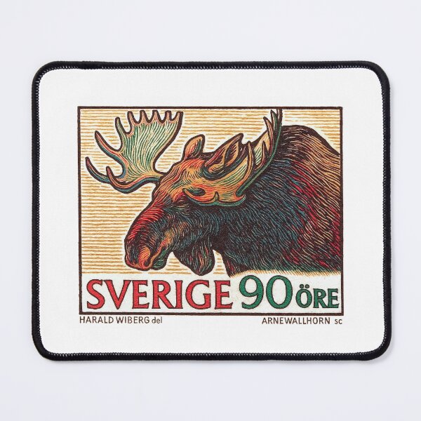Item preview, Sweden Moose Stamp Poster designed and sold by retrographics.