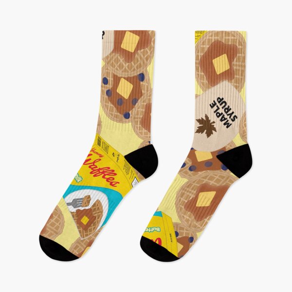 Item preview, Box of Waffles Maple Syrup Butter Blueberries On Yellow designed and sold by MBeesShop.