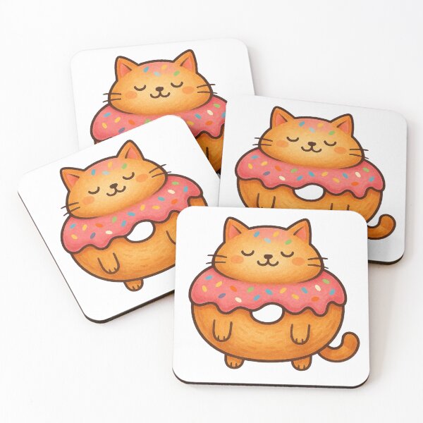 Item preview, Donut Cat Kawaii Dessert Illustration designed and sold by Lacritsa .